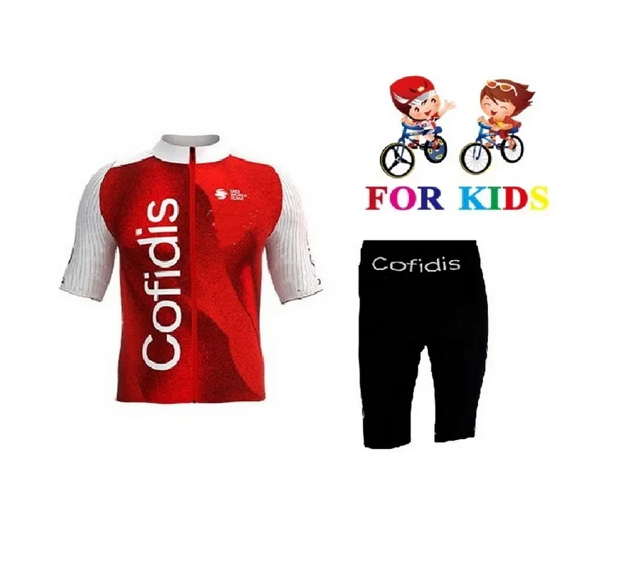 KID'S 2023 COFIDIS TEAM Children Cycling Jersey Short Sleeve Bicycle Clothing With Shorts Ropa Ciclismo