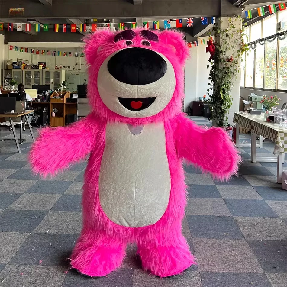 MINISO名創優品巨大な膨脹式ストロベリーロッツォベアマスコットコスチュームトイストーリー大人用ウォーキングドール服広告パレード衣装