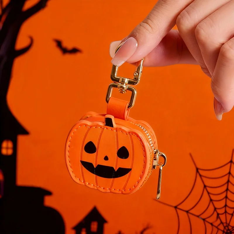 Halloween Keychain Pendant, Cute Pumpkin Spider Web Charm, Trick or Treat Coin Purse, Durable Women Bag Accessory, Festival Gift