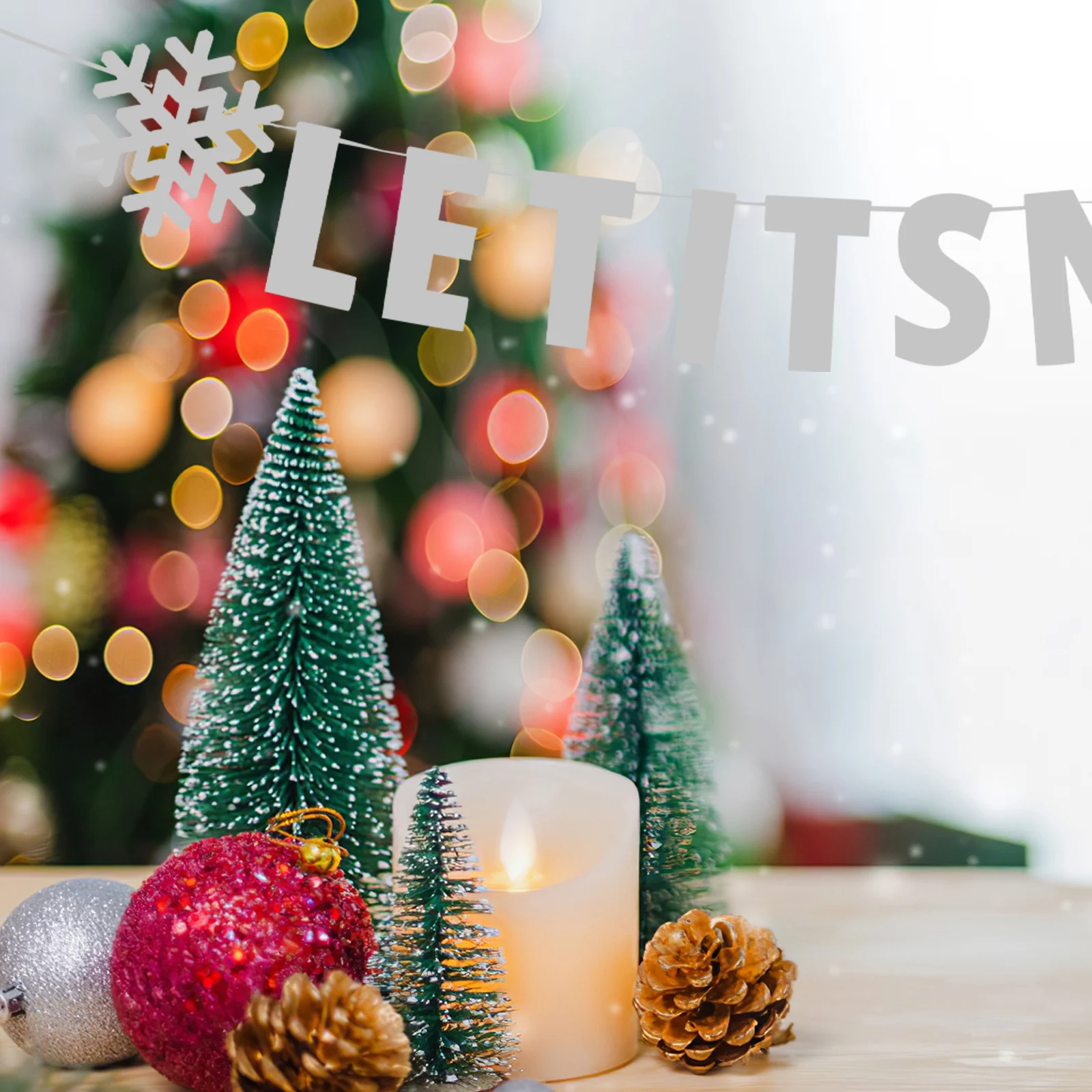 

Snowflake Pull Flag Happy Holidays Door Banner Christmas Garland Wreath Banners Winter Paper Let It