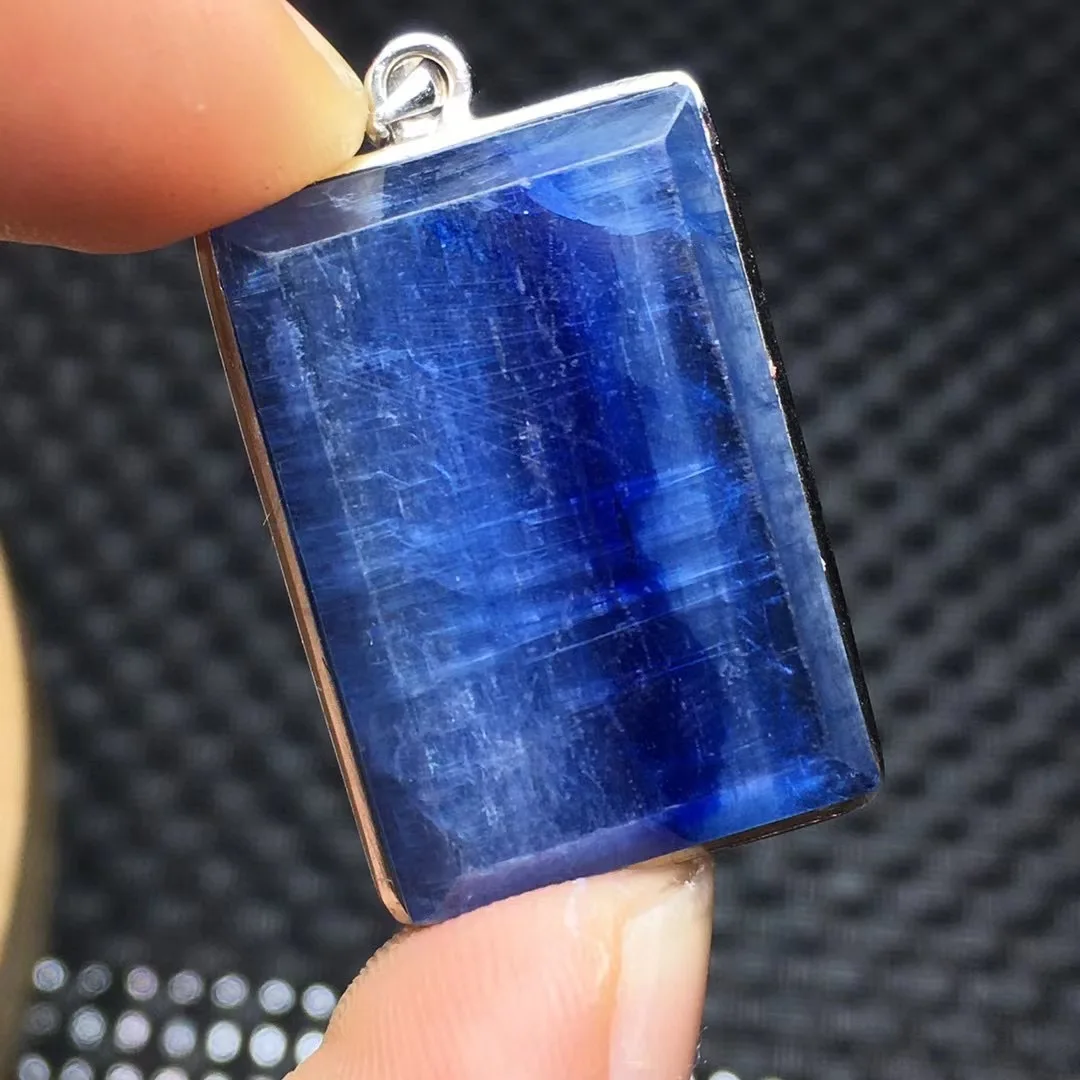 1 Pc Fengbaowu Natural Kyanite Pendant Rectangle 925 Sterling Silver Reiki Healing Stone Fashion Jewelry Gift For Women Men