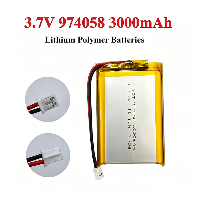 3.7V 974058 3000mAh Lipo Battery Lithium Polymer Batteries for Massage Meter GPS Navigator Aeromodelling Rechargeable Cell PH2.0