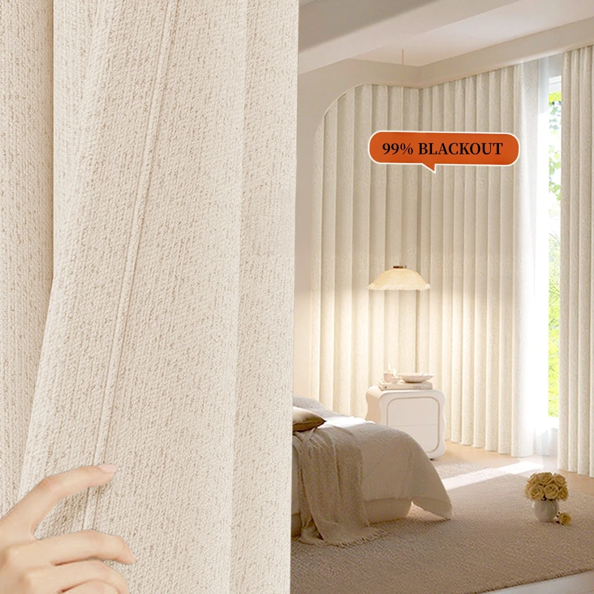 Custom Size Faux Linen Curtains for Living Room Bedroom Drapes Thermal Insulated Room Darkening Energy Efficient Window Curtains