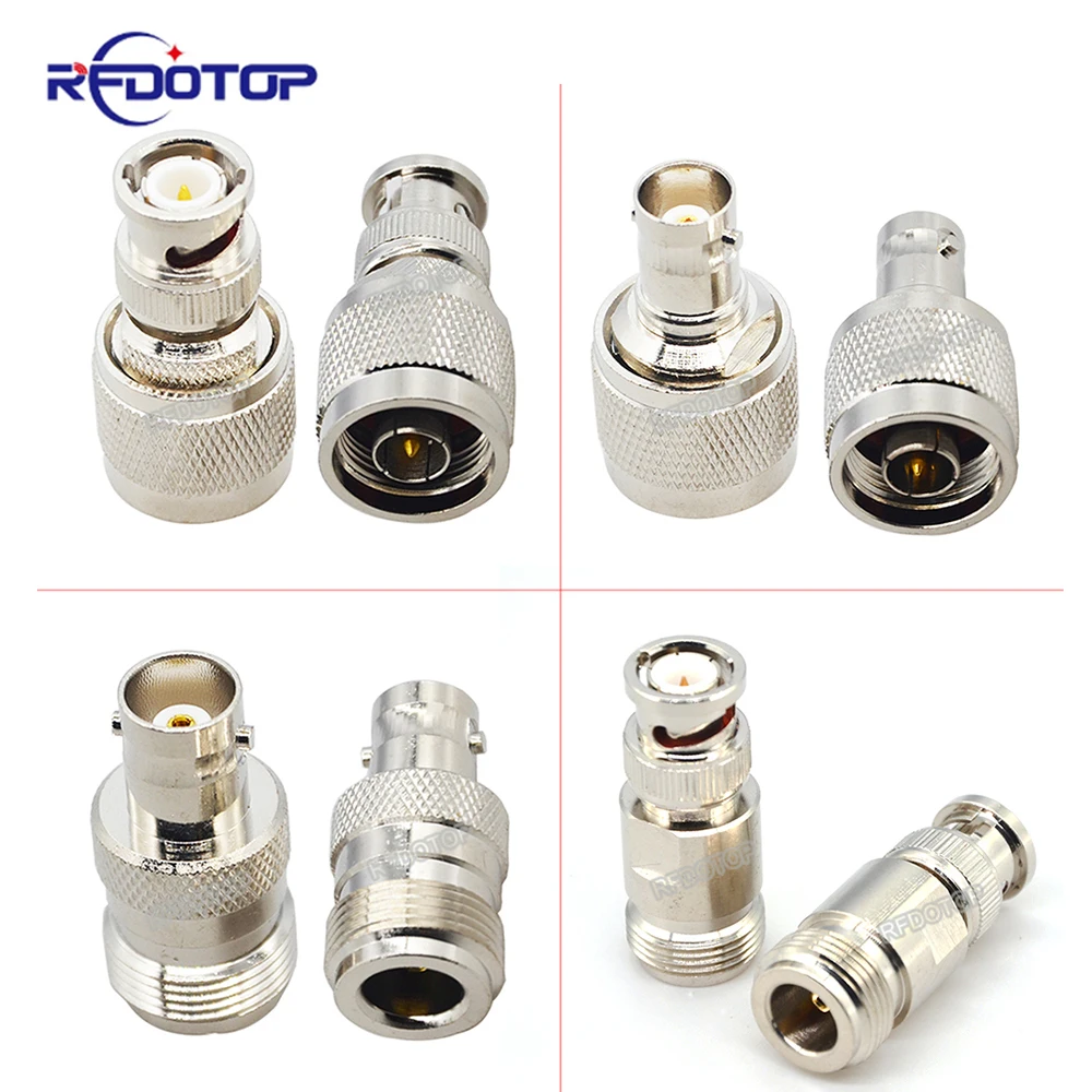 1pcs New BNC to N Connector Male Plug to Female Jack Nickel Plated Brass Straight Coaxial RF Adapters