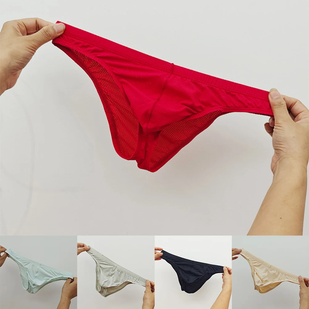 

Men M-2XL Size Low Waist Mesh Bulge Pouch Panties Shorts Half Hip Underwear Briefs Daily Basic Man Lingerie