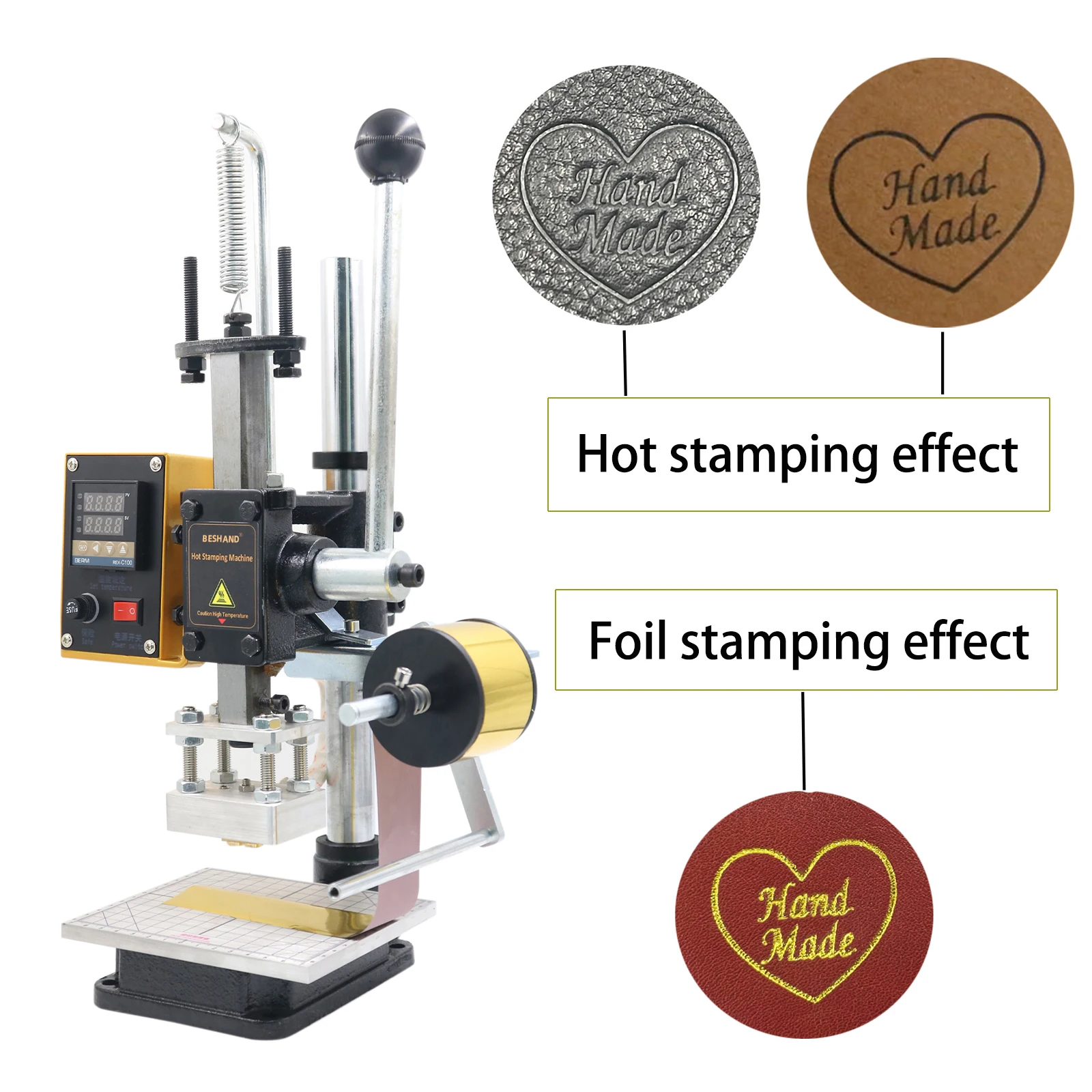 Leather Embosser Manual Hot Stamping Machine Logo Stamps Embossing Tool Digital Heat Press Machine for Paper PVC & Leather Craft