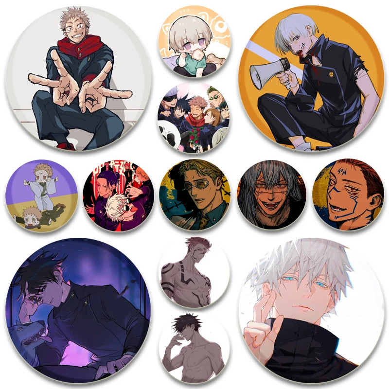 

Exquisite Gift Accessory Itadori Yuji Kugisaki Nobara Satoru Gojo Cartoon Brooches Fushiguro Megumi Mahito Anime Badge Round Pin