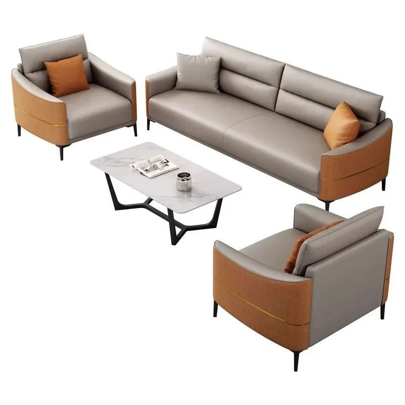 Luxury Modern Contemporary Office Sofa Set High Quality GENUINE Leather for Living Room Dining and Reception  Furniture