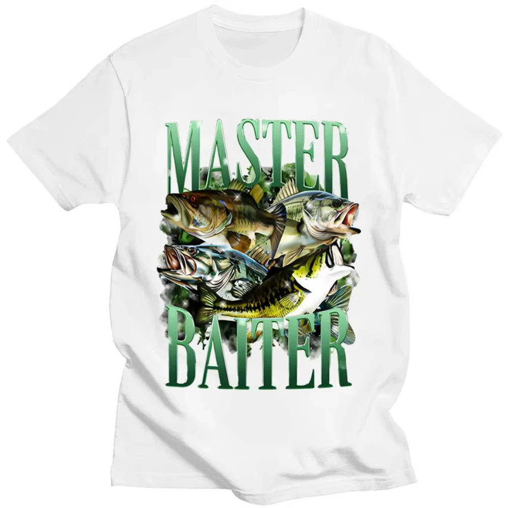 Master Baiter Bass Fishing Funny Graphic T Shirt Men's Vintage O-Neck Oversized Cotton T-shirts Loose Clothing High Quality Tees