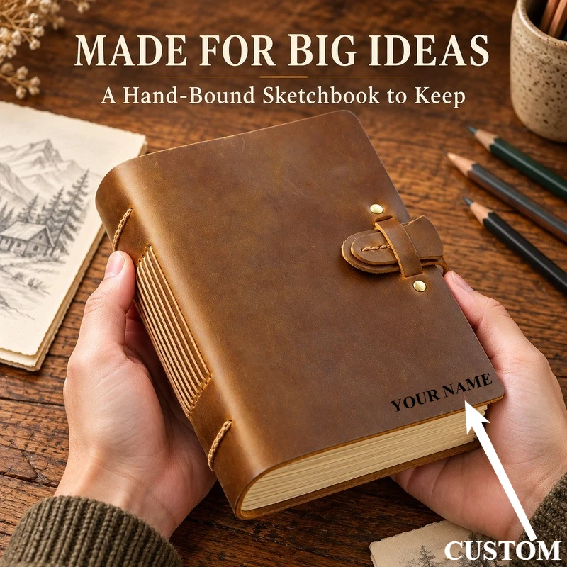 Handmade Leather Traveler Notebook Vintage Journal Creative Diary Planner Retro Memo Book Personalized Gift Custom Engraving