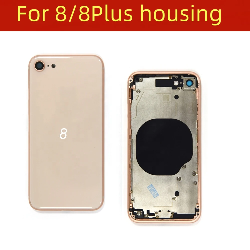 Back Housing cover For iPhone 8/8 Plus Battery Cover Rear Door with Chassis Frame + SIM Tray + Side Key Parts