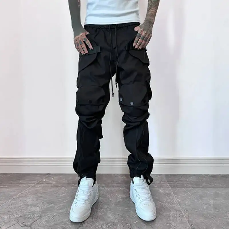 HKSH Spring Autumn New Man Tide Trend Brand Functional Cargo Pants Zipper Jogger Loose Multi-Pocket Safari Style Techwear HK9781
