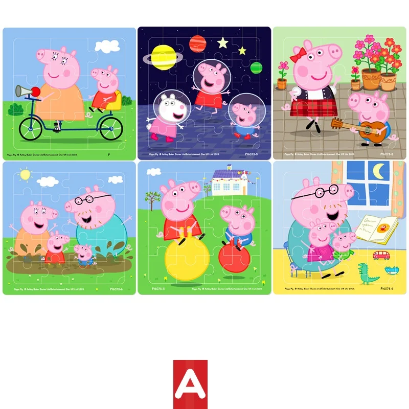 6 Pieces/Sets Children & Adult Peppa Pig Educational Toys Intellectual Development Puzzle Assembly Toys Holiday Gifts for Kids