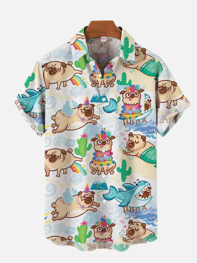 

2024 Cute Cartoon Graphic 3D Prints Shirts For Men Fashion Hawaiian Shirt Beach Blouses Short Sleeve Vocation Lapel Shirt Boy