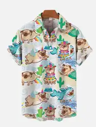 2024 Cute Cartoon Graphic 3D Prints Shirts For Men Fashion Hawaiian Shirt Beach Blouses Short Sleeve Vocation Lapel Shirt Boy