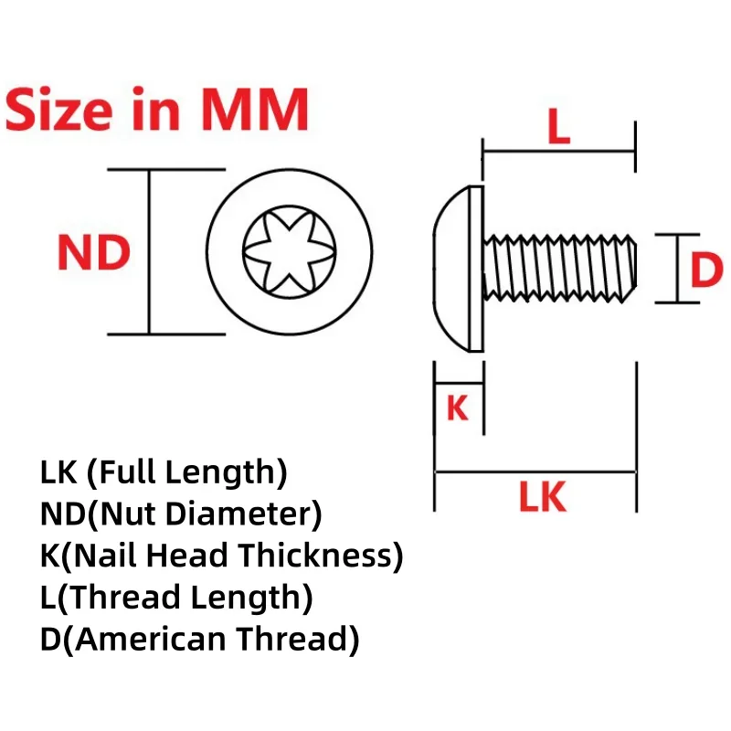 5 PCS 6MM Titanium Alloy Knife Handle Screw T8 Button Head Screws M2.5 Knife Handle Spindle Screw DIY Knife Making Accessories