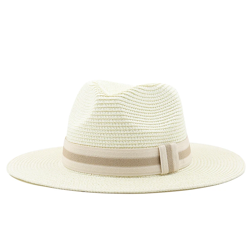 Bild 5: 54-58-60cm Damen Sommer Panama Hüte breite Krempe Stroh Sonnenhut Strand hut für Männer Mode Upf UV Schutz Fedoras Kappe für die Reise