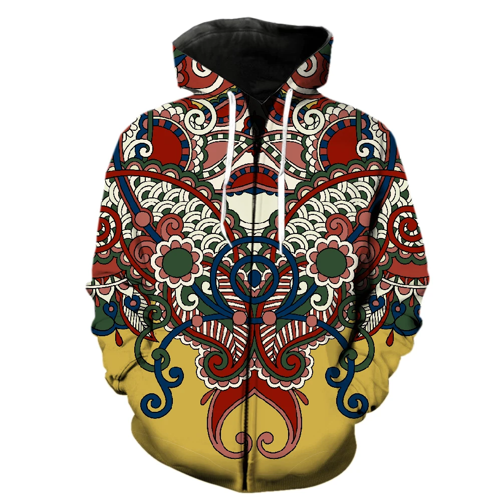 

Retro National Style Men's Zipper Hoodie Harajuku Unisex Funny Long Sleeve Teens Tops 2022 Hot Sale 3D Print Casual Sweatshirts