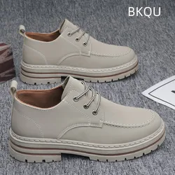 Men's Boots Low Top All-match Massage Heighten Platform Casual Comfortable Round Toe Wear-Resistant Spring and Autumn Main Push