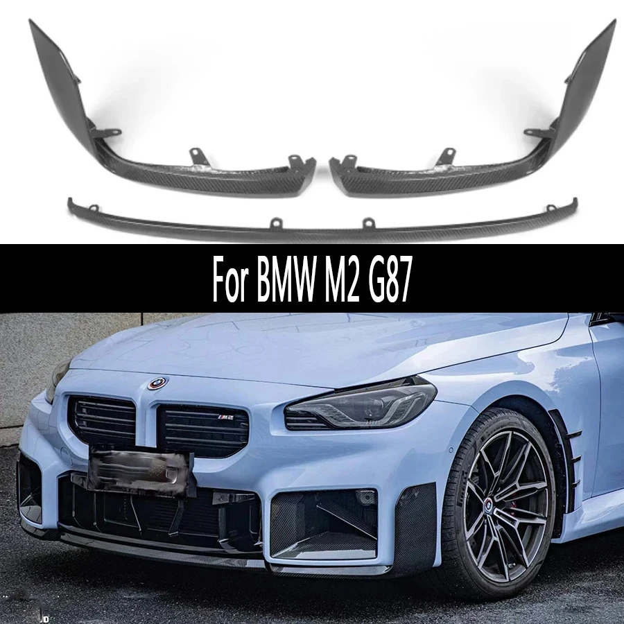 For BMW M2 G87 2021+ Carbon Fiber Car Front Bumper Diverter Spoiler Diffuser Front lip chin Shunt MP Style upgraded body kit