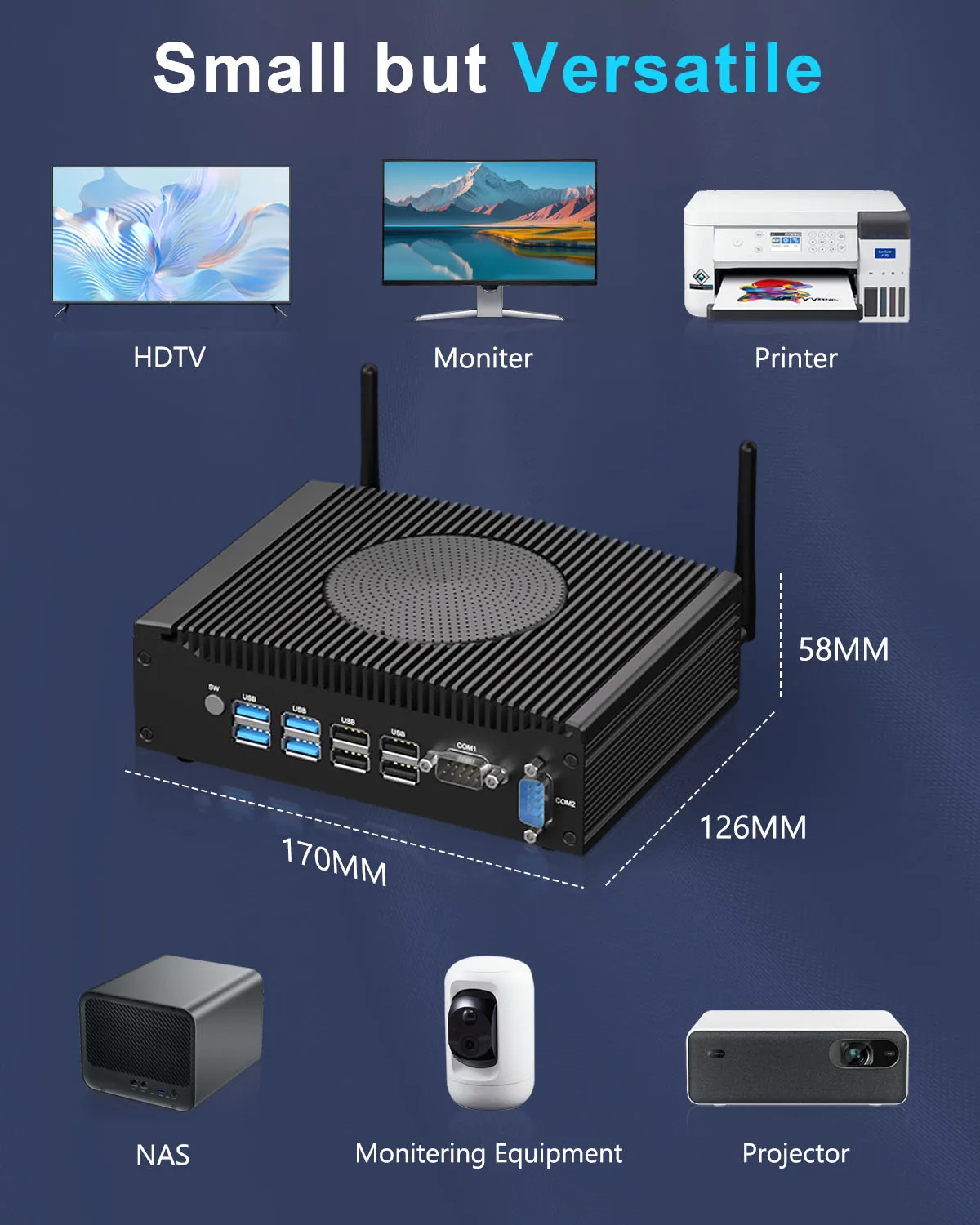 HYSTOU مروحة كمبيوتر صناعية صغيرة PC Dual Com Lan HD-MI 8 USB شحن مجاني i3-10110U i5-10310U i7-10610U