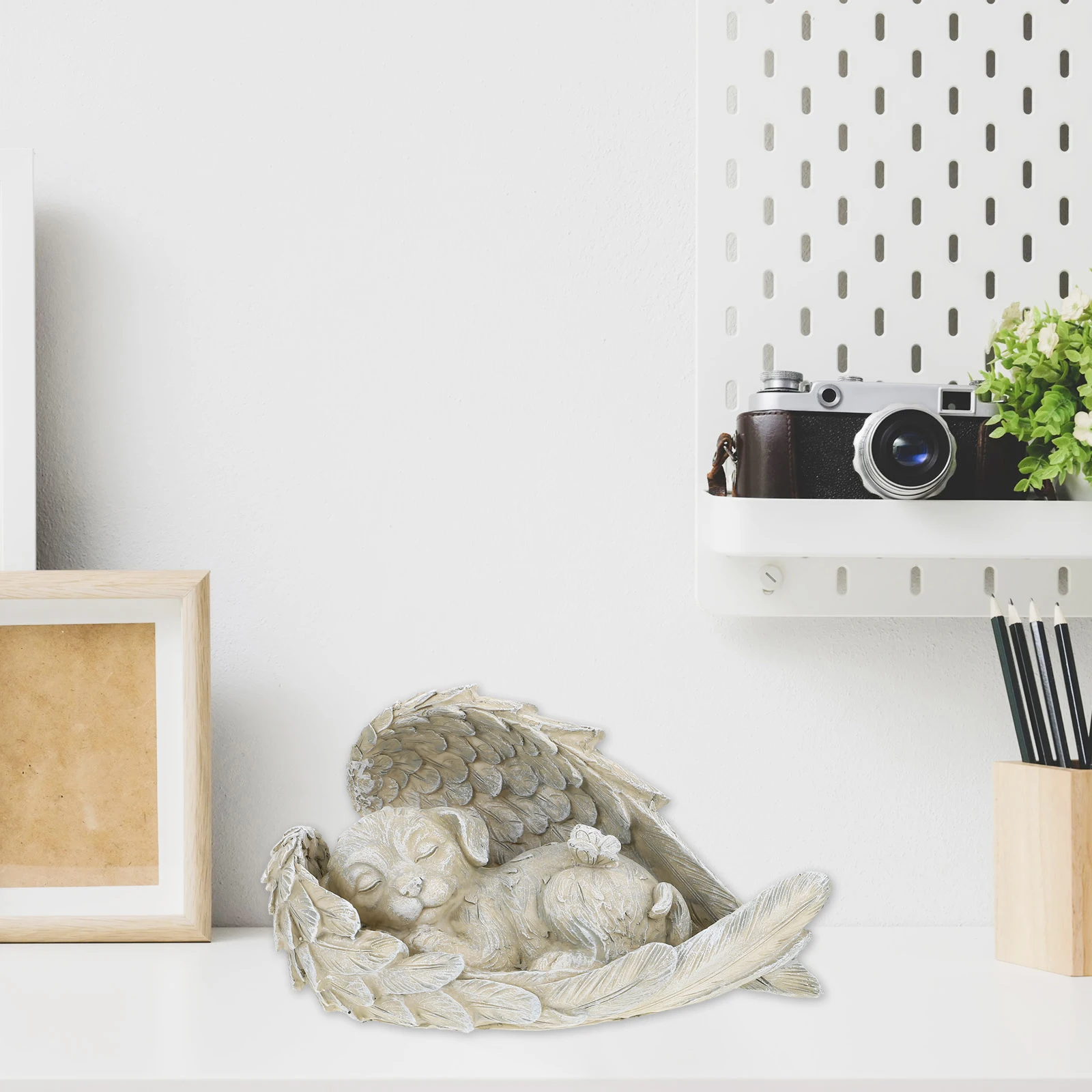 1pc Angel Dog Resin Simulation Sculpture For Garden Outdoor Home Decor Desktop Patio Courtyard Decoration Landscape Ornament