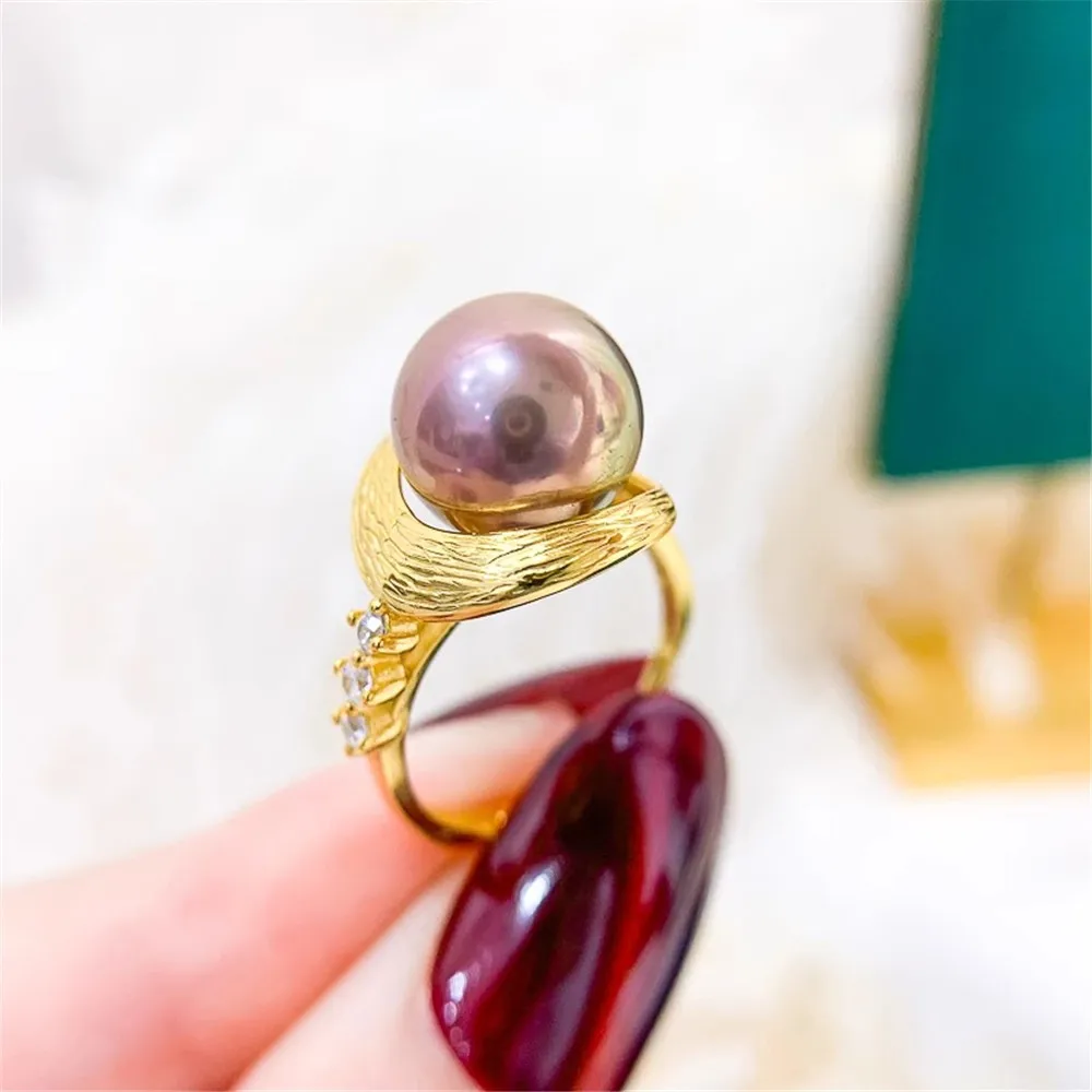 DIY Pearl Ring Accessories S925 Sterling Silver Ring Empty Holder Concealer Ring Silver Jewelry Fit 10-13mm Round Beads Z240