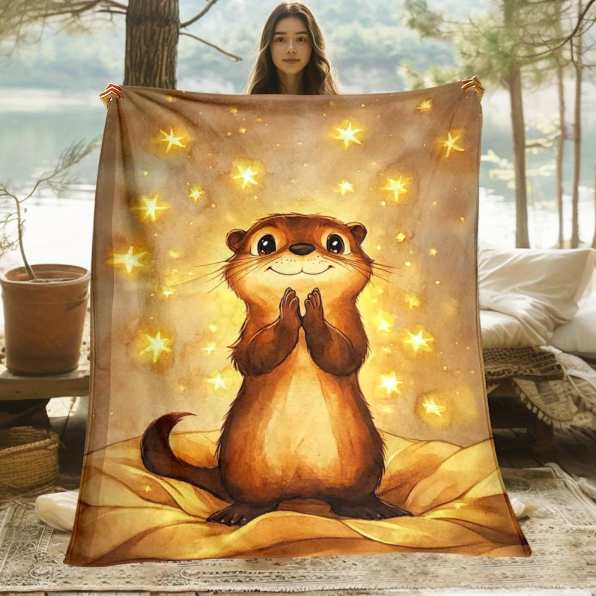 

1-фланелевое одеяло с рисунком выдры - мягкое и теплое, идеально подходит для кемпинга, диванов, кроватей и стульев; отличный праздничный подарок для мальчика