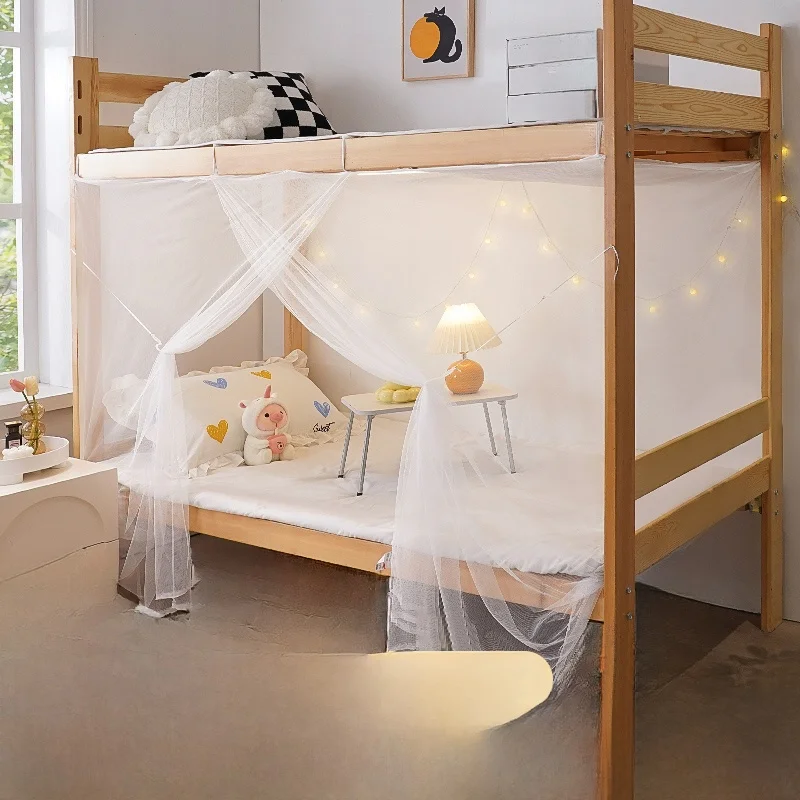 Student Mosquito Net Dormitory On-Campus Simple Upper Bed Bunk Bed 2026 New Home Use Old Style Single Bed Pattern Curtain