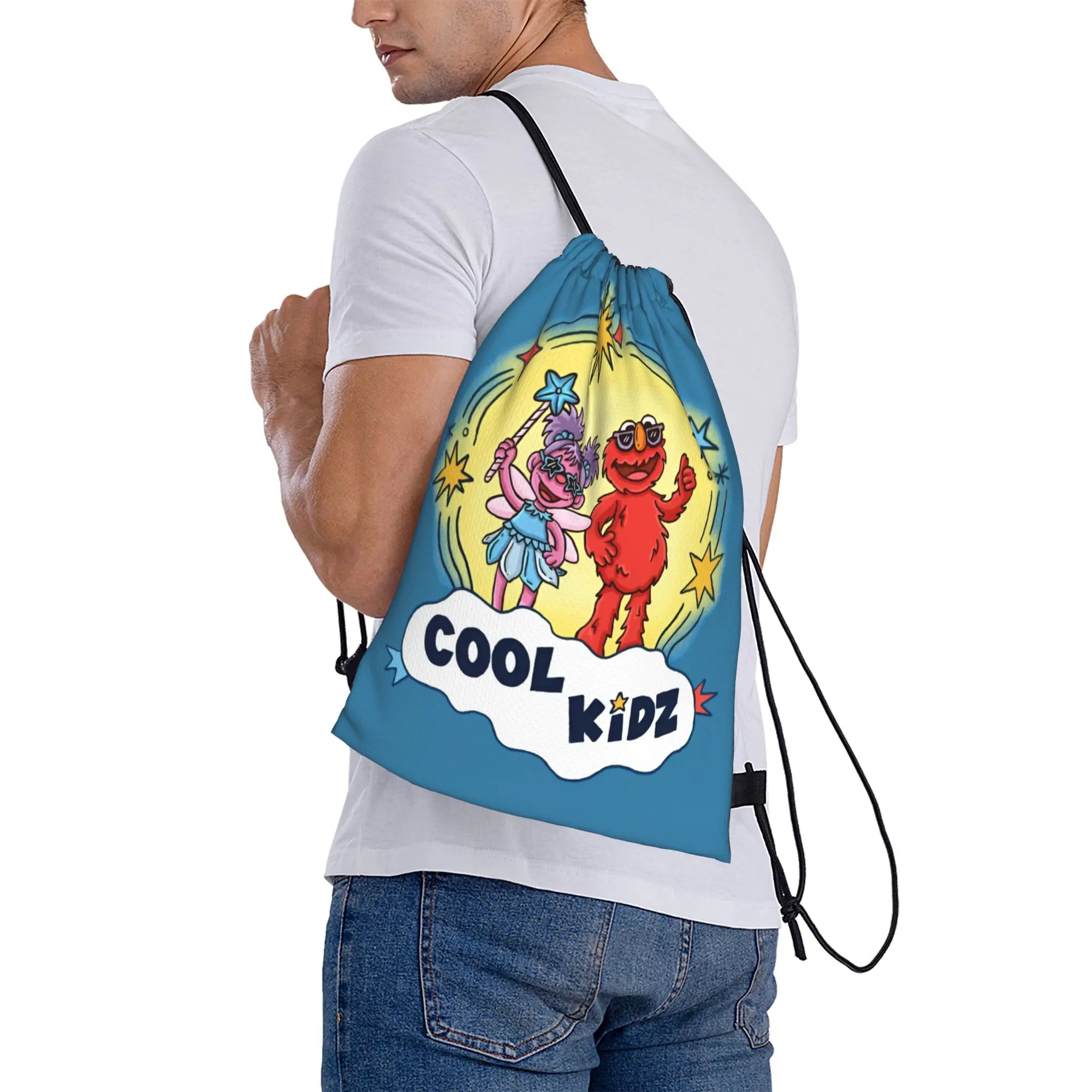 Custom Cookie Monster Drawstring Backpack Sports Gym Bag for Women Men Cartoon Training Sackpack view 6