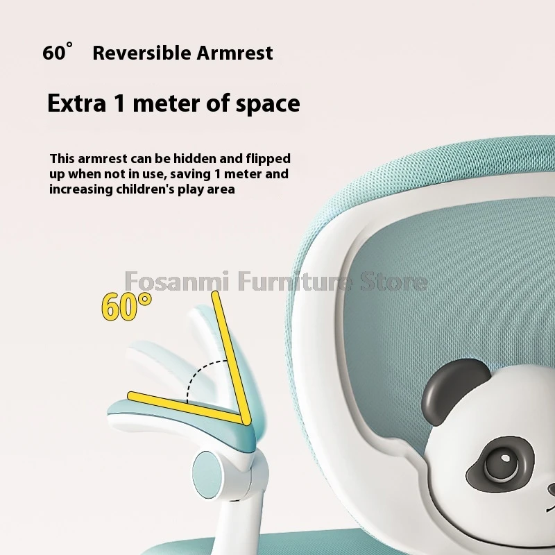 Ergonomic Breathable Mesh Kids Learning Chair for Home Comfortable Height Adjustable Children Study Computer Chair with Armrests