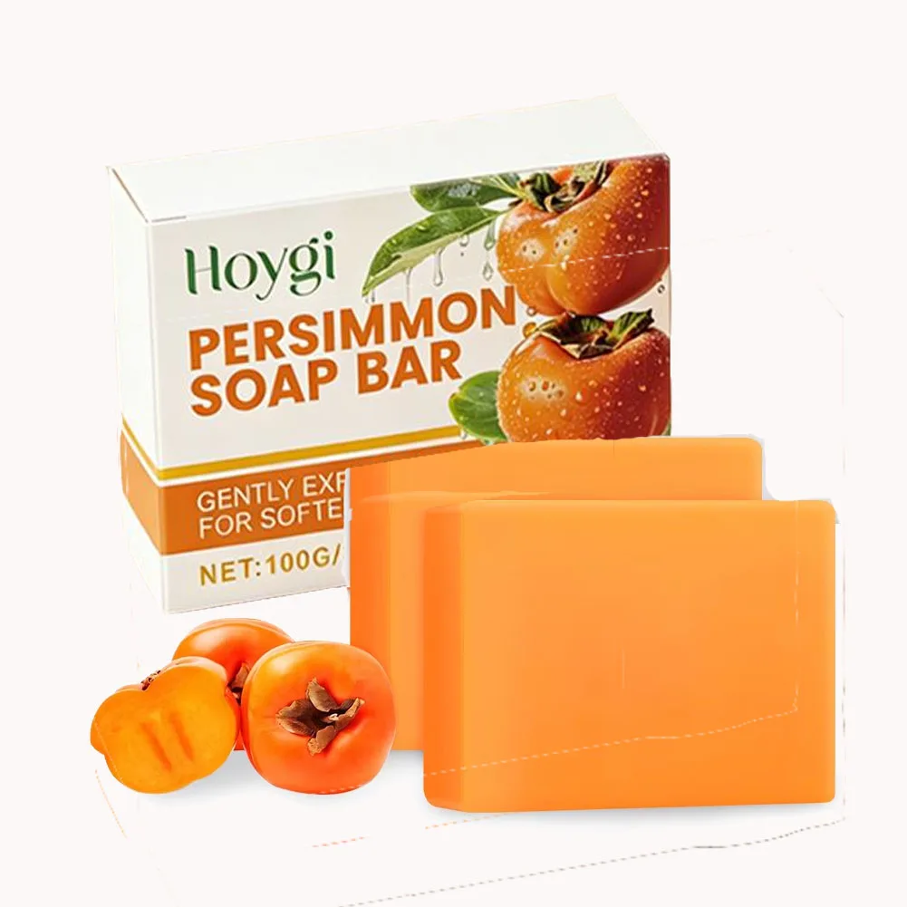 1/2PCS Persimmon Cleansing Soap Bar Body Care Face Wash Exfoliating Whitening Soap Fruit Handmade Shower Soap