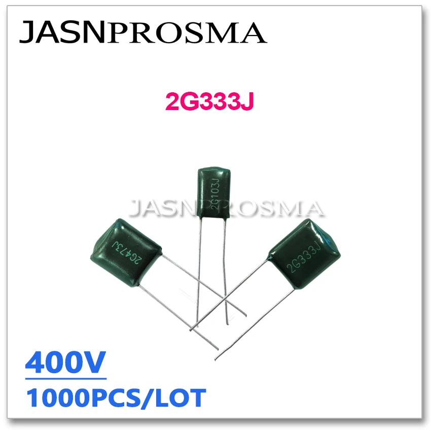 JASNPROSMA 1000PCS 400V 2G333J 33NF 333J  2G 5% GREEN Polyester poly Film capacitor