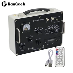 HamGeek High Quality Crystal Radio Medium Wave and Shortwave Retro Crystal Radio with FM Radio and MP3 Music Player Module