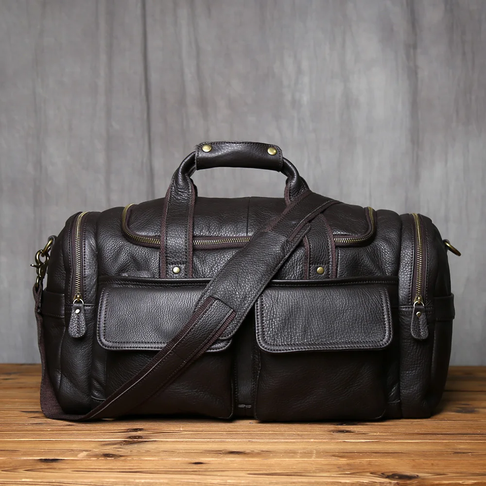 NZPJ Retro Herren Handgepäcktasche Leder Reisetasche Oberschicht Rindsleder Große Kapazität One Shoulder Messenger Bag Lässiger Laptop – Detail 24