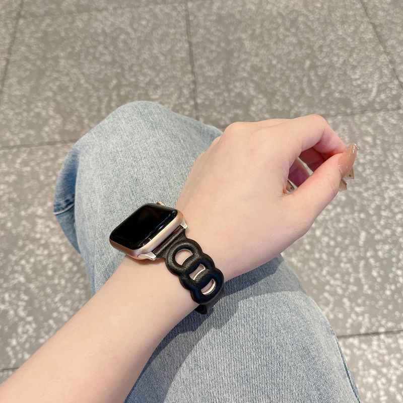 Genuine Leather Strap For Apple Watch band 44mm 40mm 42mm 38mm 44 45mm 2022 Belt Correa Bracelet Iwatch Series 4 5 6 7 45mm 41mm