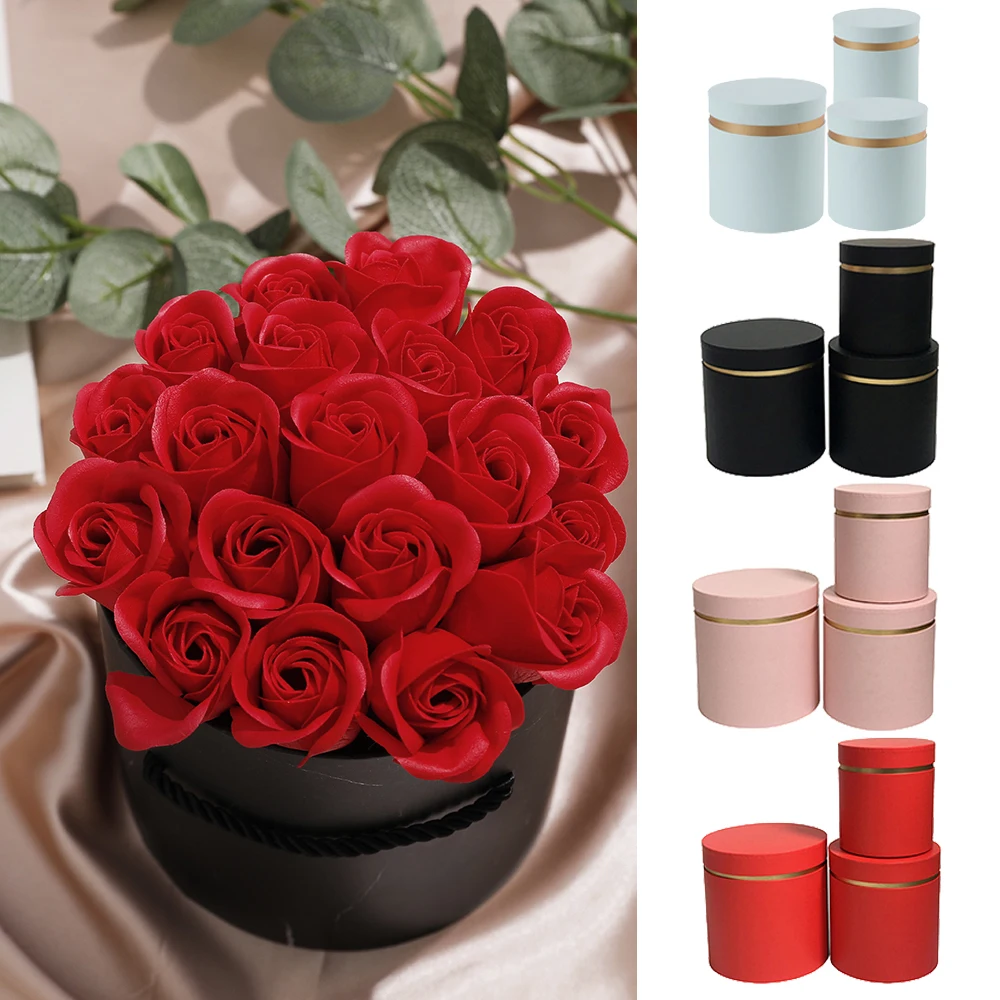 

3Pcs/Set Round Floral Boxes Valentine's Day Flower Packaging Gift Storage Box Florist Hug Bouquet Birthday Wedding Gift Box