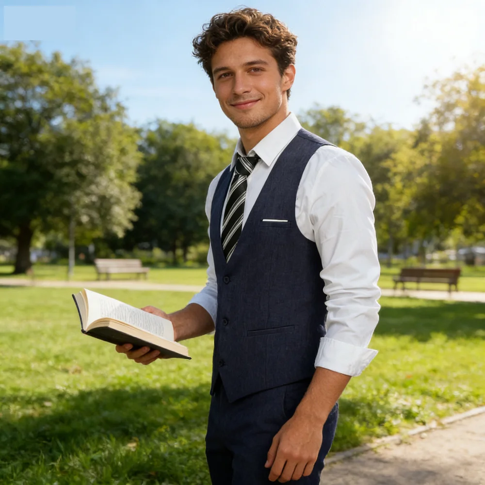 

Men's Slim Fit Wool Waistcoat, Herringbone Tweed Suit Vest for Wedding, Best Man and Business, Vintage Style, Custom Tailored, P