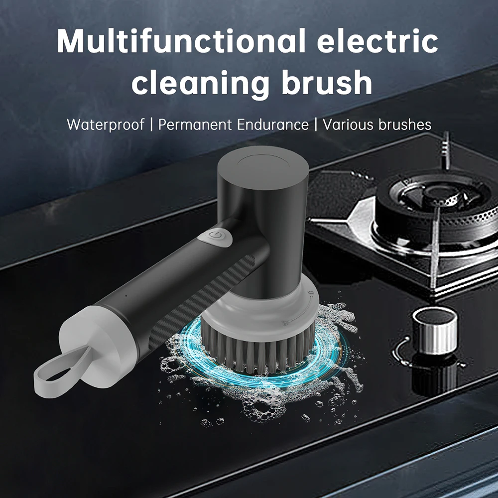 Electric Spin Scrubber,Cordless Electric Cleaning Brush Scrubber - Handheld Shower Scrubber with 5 Replaceable Brush Heads for B