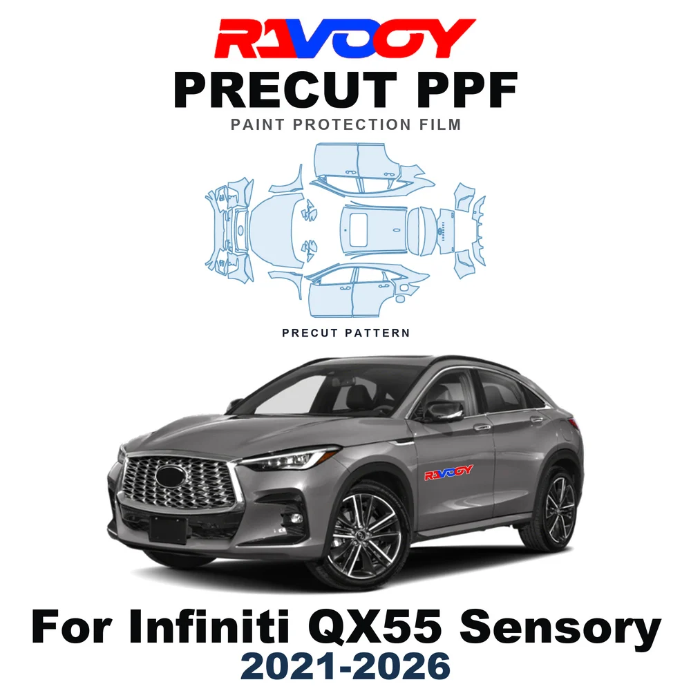 Precut PPF For Infiniti QX55 Sensory 2021-2026 8.5mil TPU Paint Protection Film Hood Bonnet Bumper Headlight Self-Healing Roof