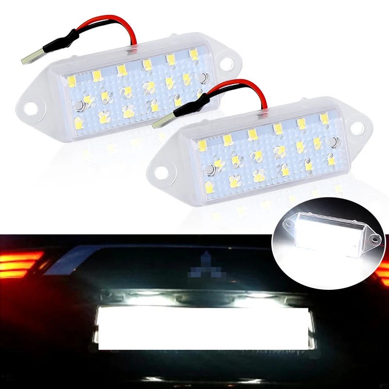 2Pcs Error Free Led Number Plate Bulbs 18Smd White Led License Plate Light Lamp for Mitsubishi Lancer X Evo 2003-2017