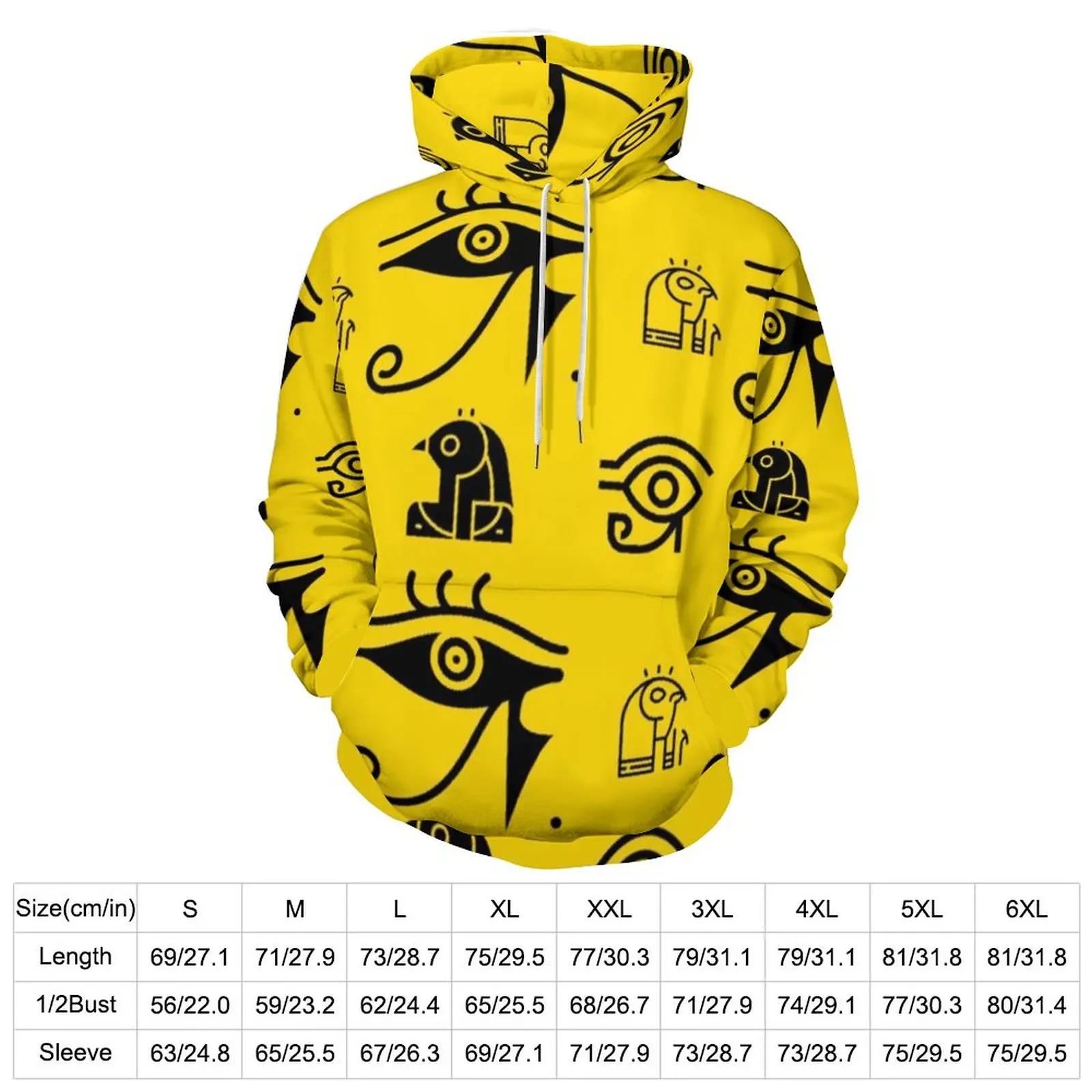 Abstract Symbol Casual Hoodies Golden Eye Print Funny Hoodie Ladies Long Sleeve Harajuku Printed Loose Oversized Clothing