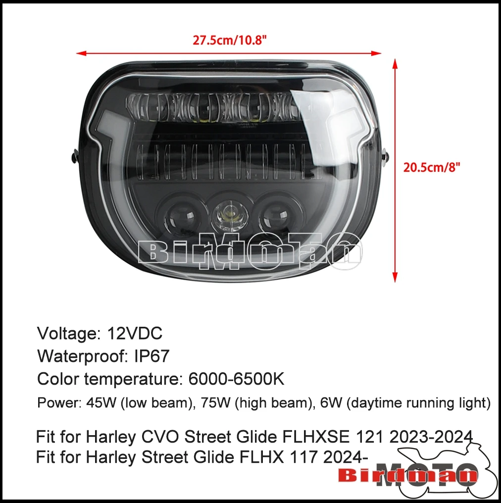 Headlights Headlamp With Daylight Running Light DRL Blue Breathing Light For Harley CVO Street Glide 121 FLHXSE 117 FLHX 23-2024