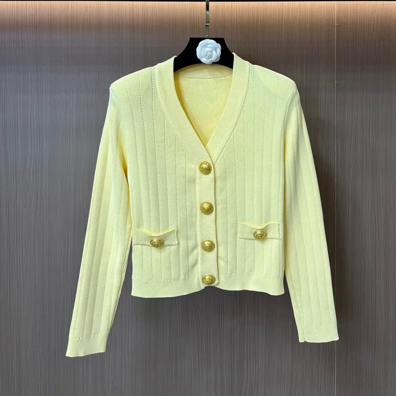 ZJYT Fashion Women\'s Autumn Winter Cardigan Sweaters Long Sleeve Solid Knitting Tops V Neck Knitwears Jersey Mujer 2025 New