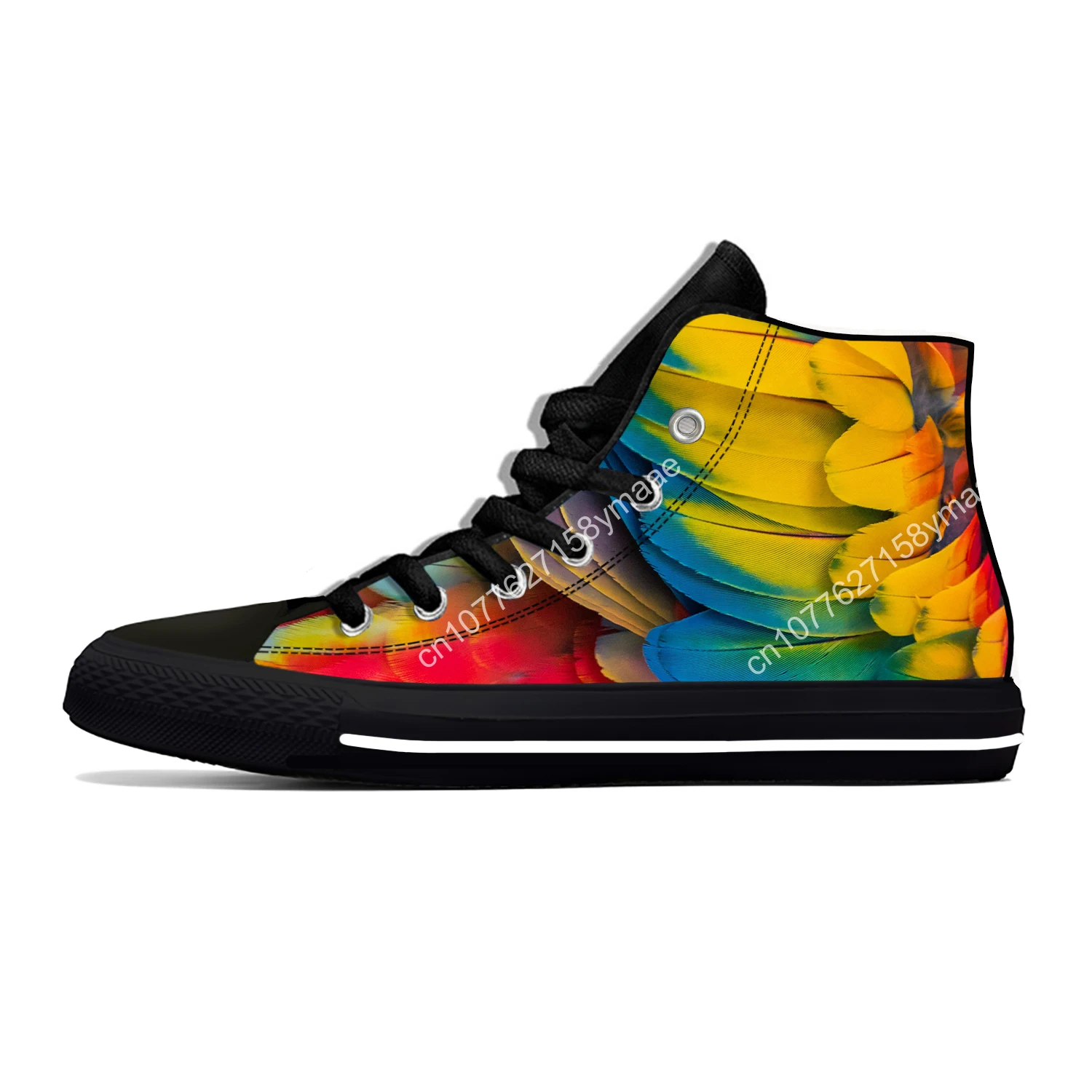 Hot Colorful Bird Feather Peacock Art New Arrive Fashion Lightweight High Top Canvas Shoes Men Women Casual Breathable Sneakers