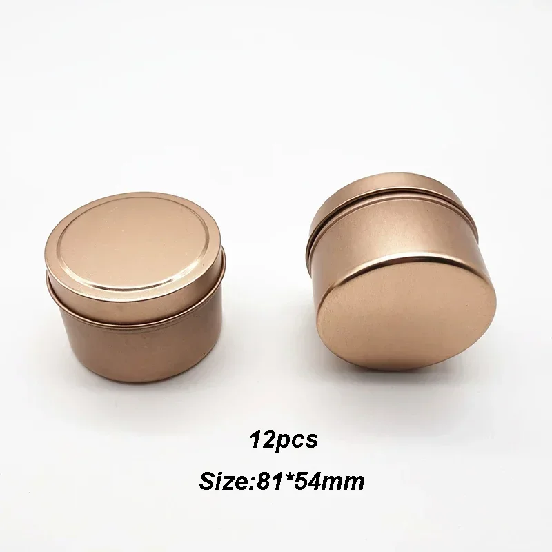 12Pcs 8oz Containers With Lids Round Candle Jars Metal Tin Box Cream Cosmetic Container Jewelry Organizer Kitchen Storage Box