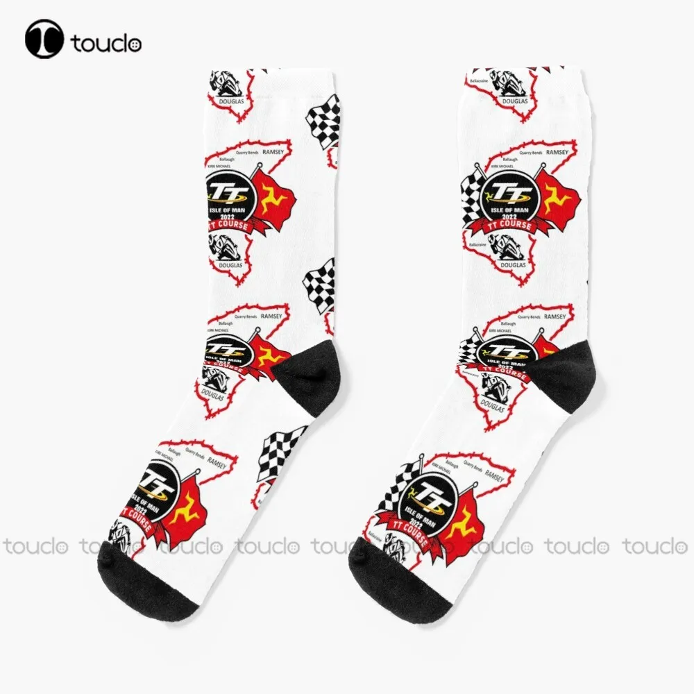 

Isle Of Man Tt 2022 Socks Girls White Socks 360° Digital Print High Quality Cute Elegant Lovely Kawaii Cartoon Sweet Cotton Sock