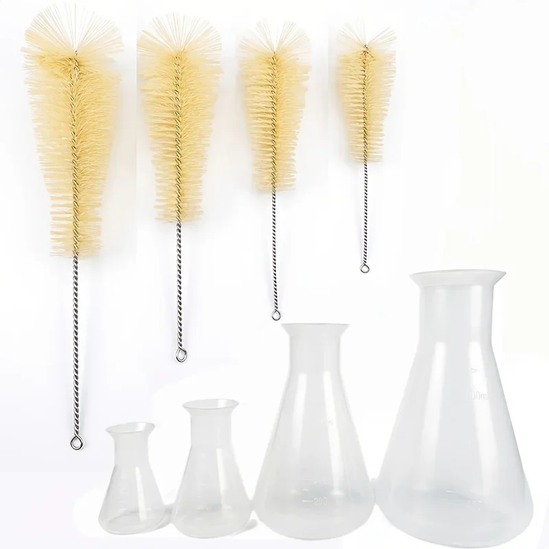 Laboratory triangle flask cleaning brush with plastic large capacity triangle measuring cup, suitable for laboratory research
