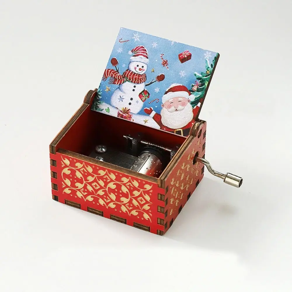 Birthday Hand Crank Wooden Music Box Classical Crafts Carved Musical Box Gift Fashion Home Decoration