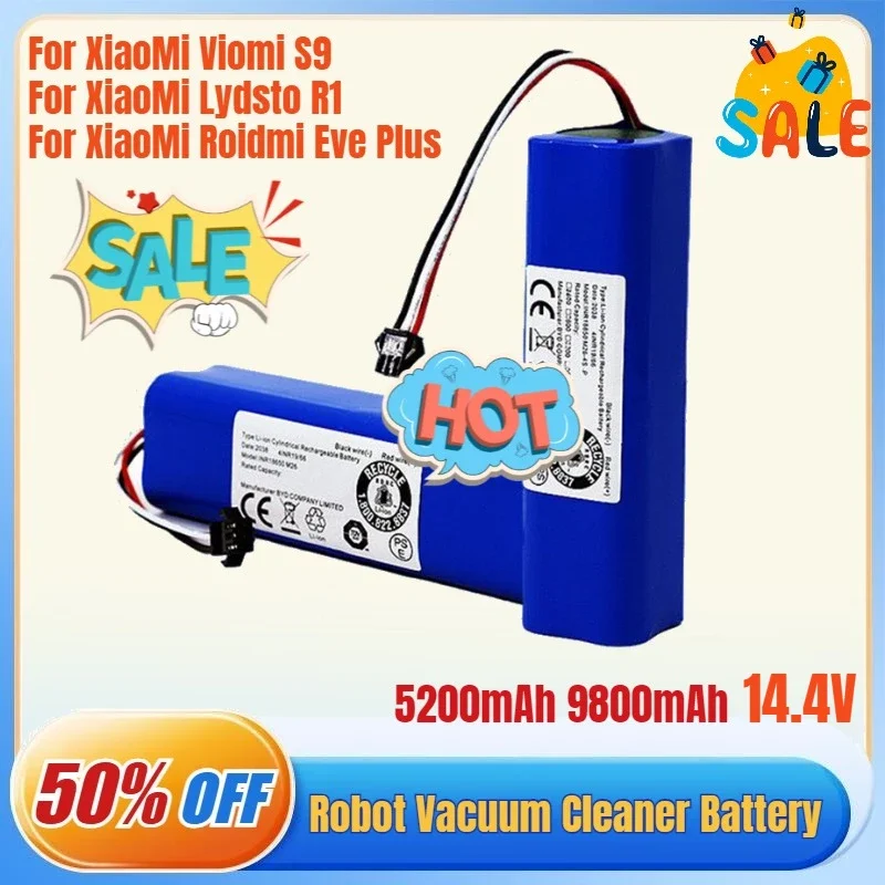 SWZY Replacement for XiaoMi Lydsto R1 Viomi S9 Roidmi Eve Plus Robot Vacuum Cleaner Battery Pack Capacity 9800mAh Accessories Pa